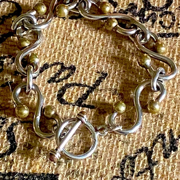 unisex Jewelry - Vintage 925 Mexico Silver Brass S link Unisex Bracelet